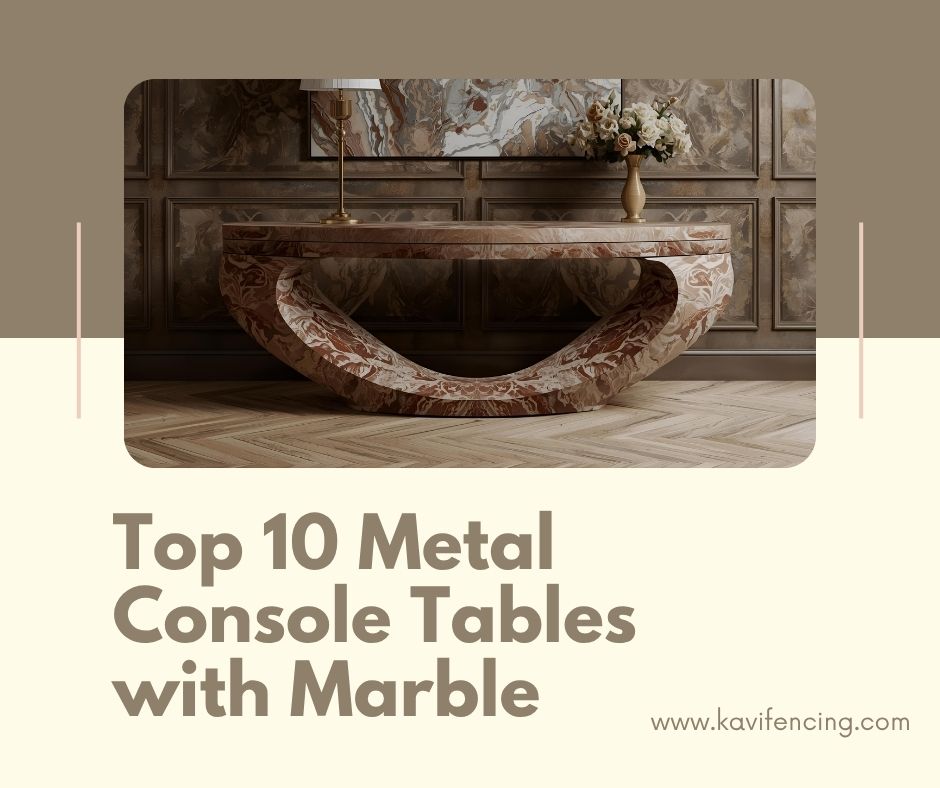 Designer Console Table with Elegant Veined Marble