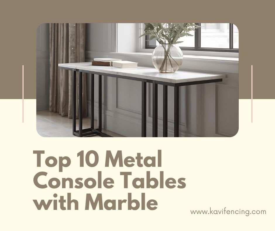 Luxurious Metal Console Table with Polished Marble