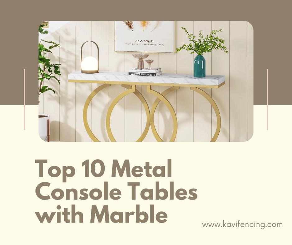 Minimalist Gold Metal Console Table with White Marble