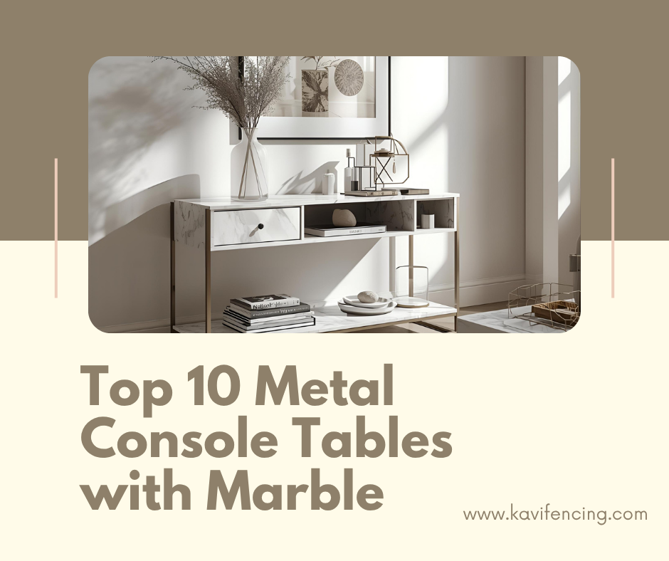 Multifunctional Metal Console Table with Marble Finish
