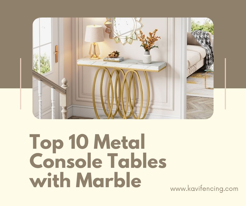 Sleek Modern Metal Console Table with White Marble Top