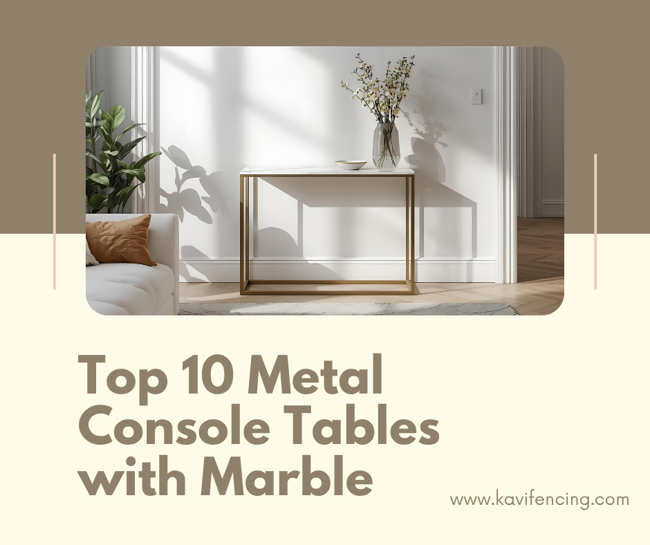 Space-Saving Slim Metal Console Table with Marble Top