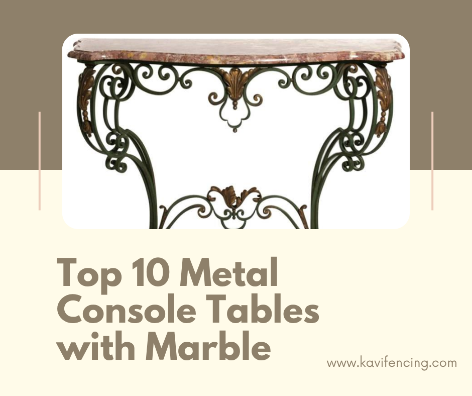 Vintage-Inspired Metal & Marble Console Table